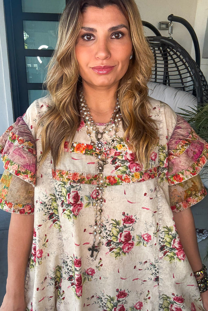 Blush Cottage Bloom Dress - 100% Cotton