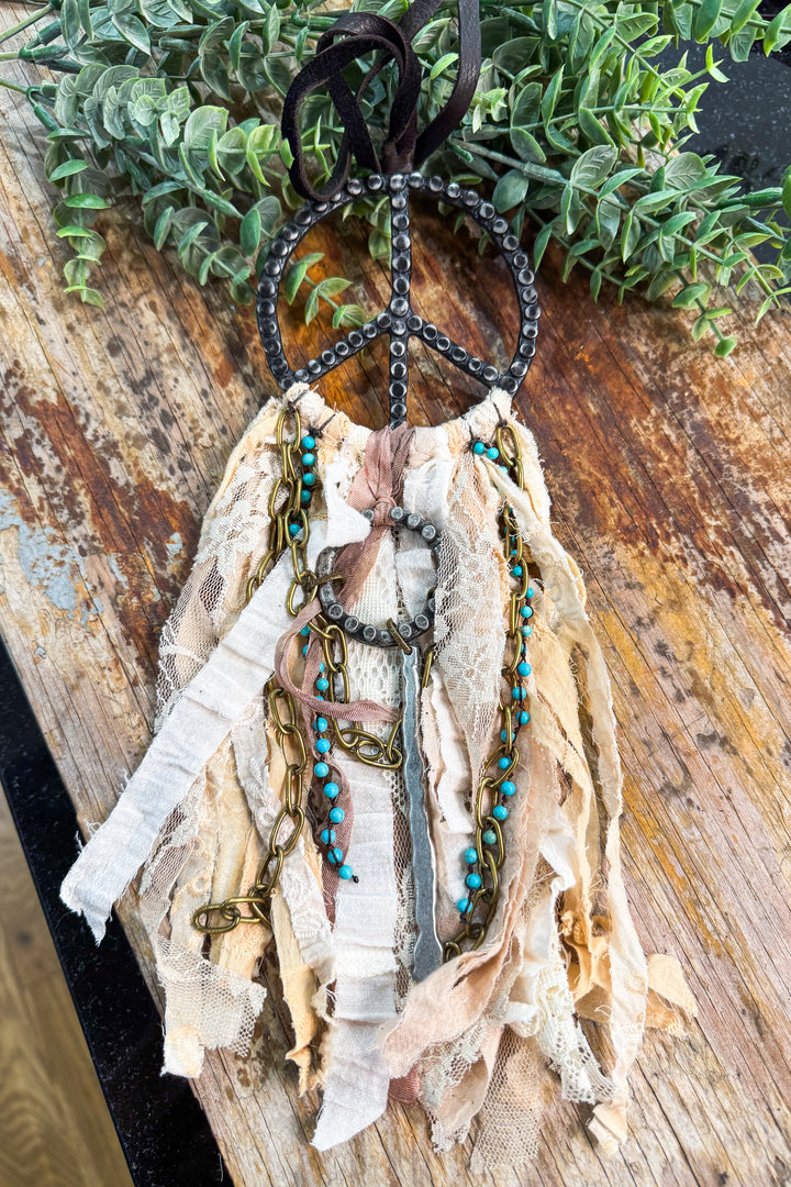 Handmade: Peace and Lace Necklace - Blue Bead
