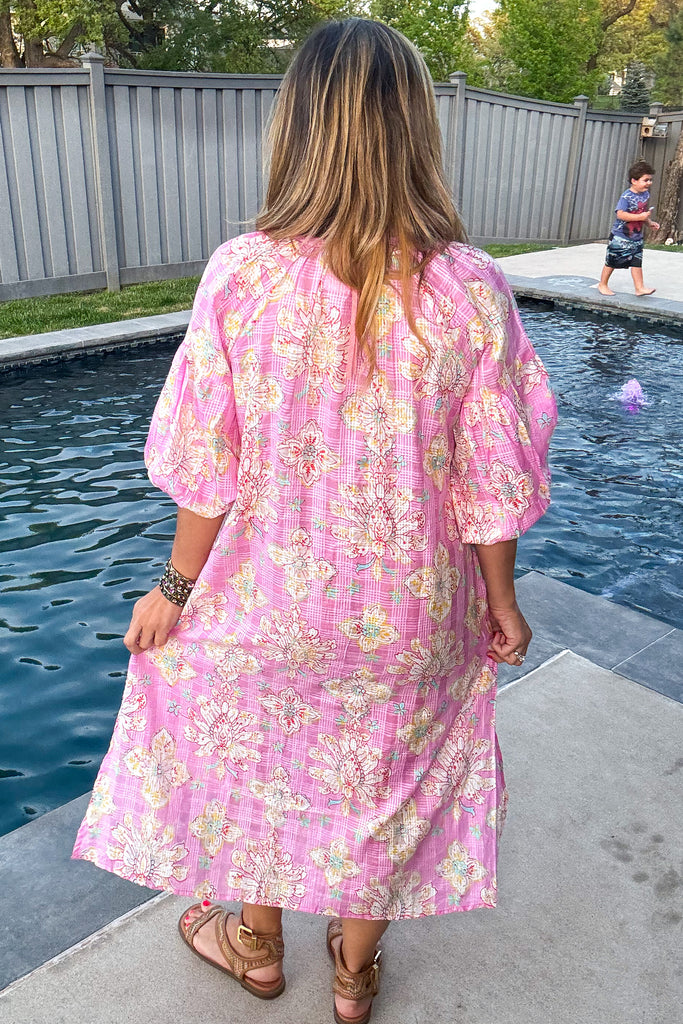 Blushing Daydreams Maxi Dress - 100% Cotton -  Pink