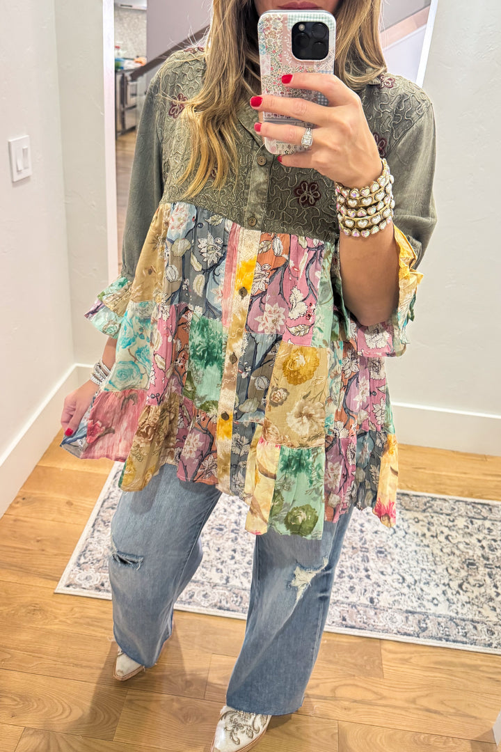 Getaway Garden Blouse - Gravel