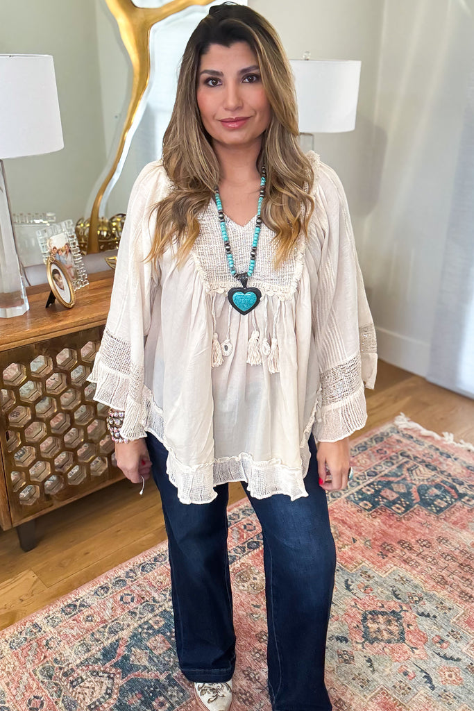 Sweet Honey Bell Top - 100% Cotton - Natural