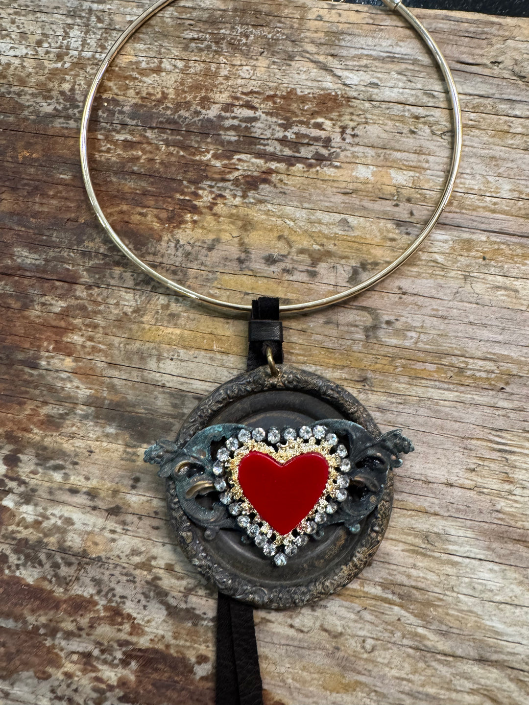 Sacred Heart Statement Necklace – One of a Kind Handmade Piece