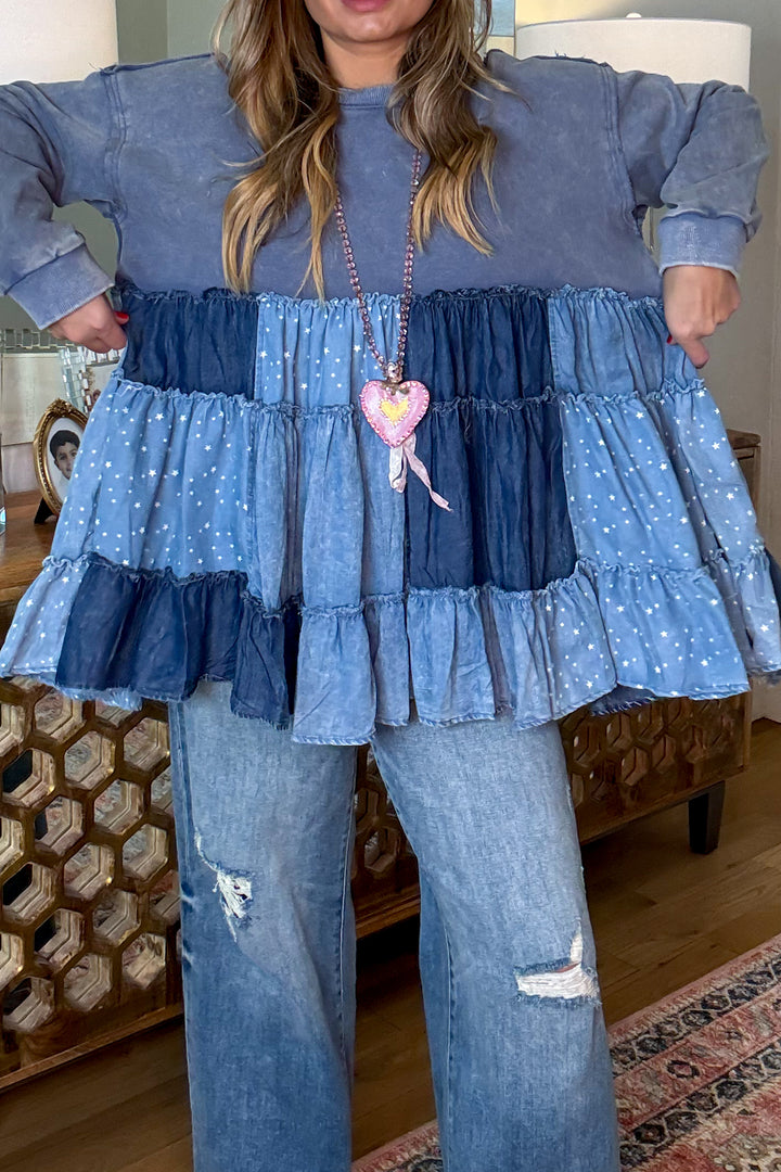 Flatter Me Fit Oversized Sweater - 100% Cotton - Blue