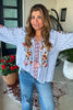 Embroidered Keepsake Blouse - Blue - 100% Cotton