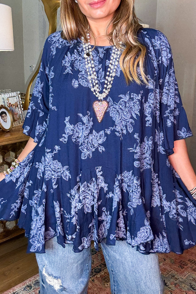 Your Love Awakens Me Tunic - Navy