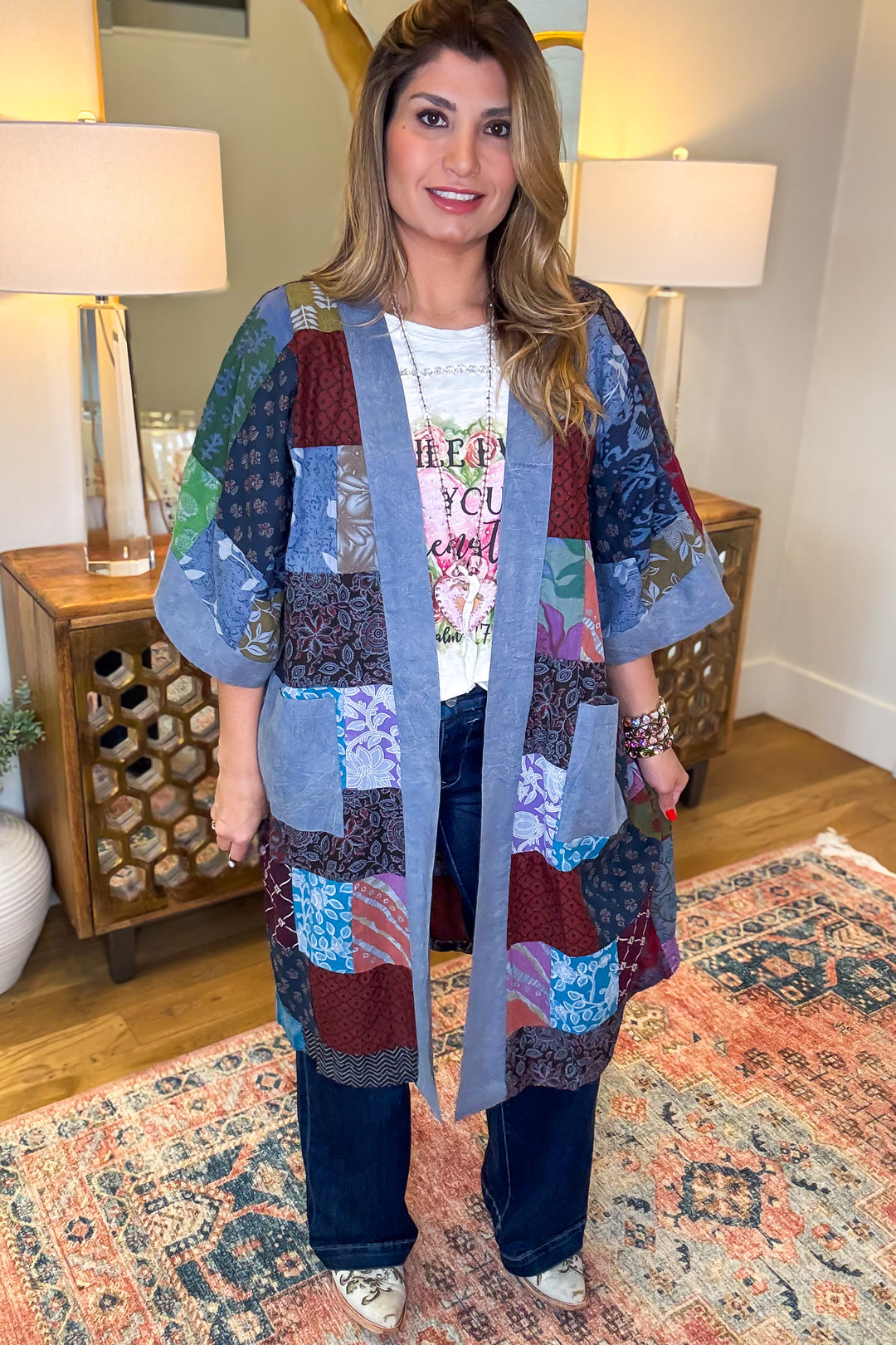 The Nepal Oversized Kimono - 100% Cotton - Blue - SALE
