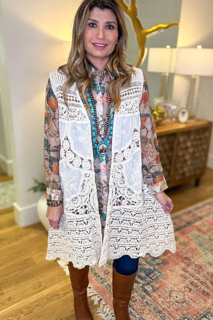 Well Polished Crochet Vest  - Natural