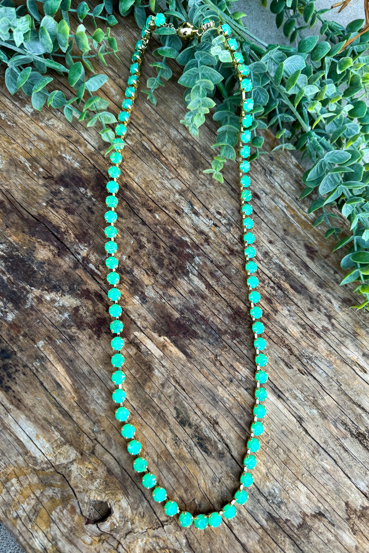 WAFA Crystal Necklace - Long 30" - Mint