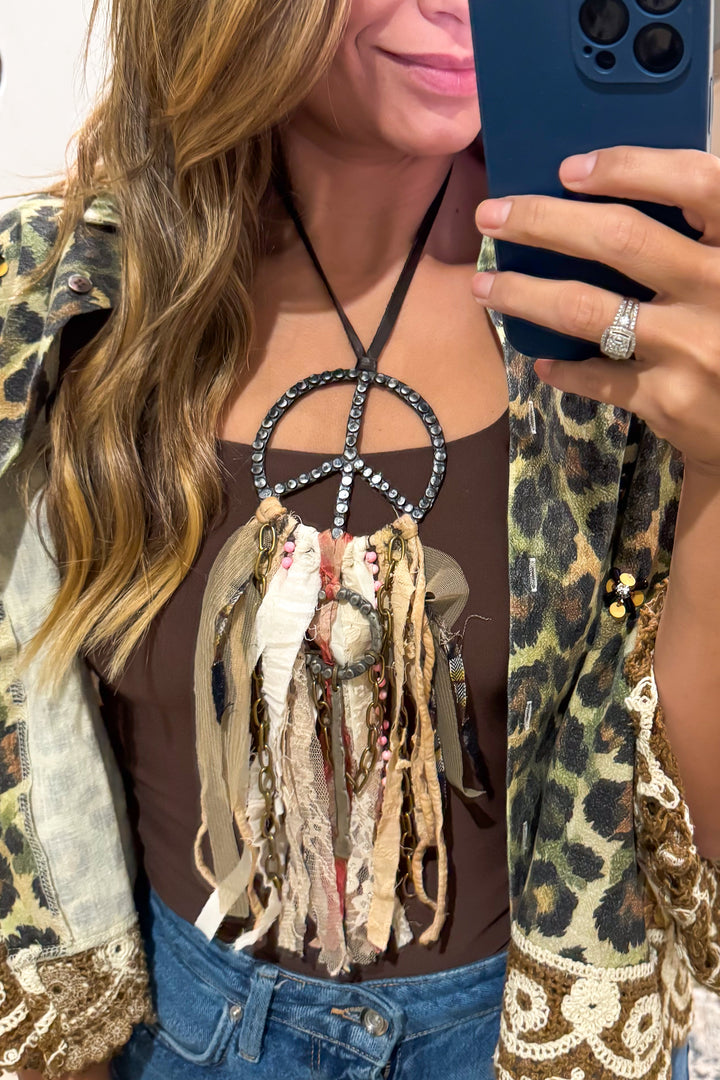 Handmade: Peace and Lace Necklace - Blue Bead