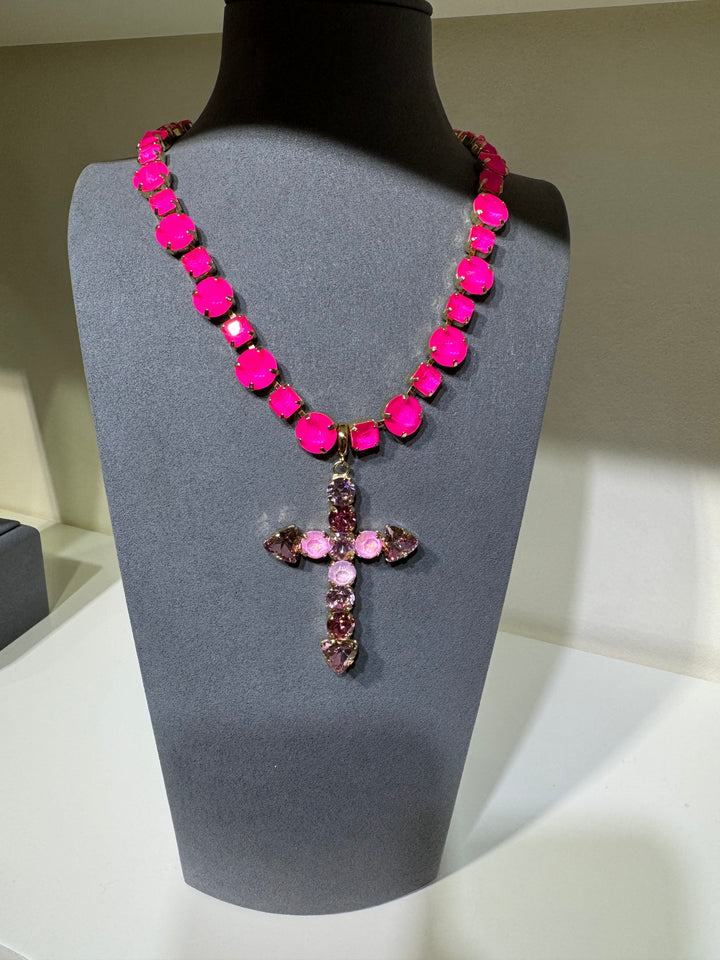 WAFA Cross Necklace - Pink