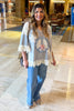 Peace And Pearls Oversized Top - Lt. Grey