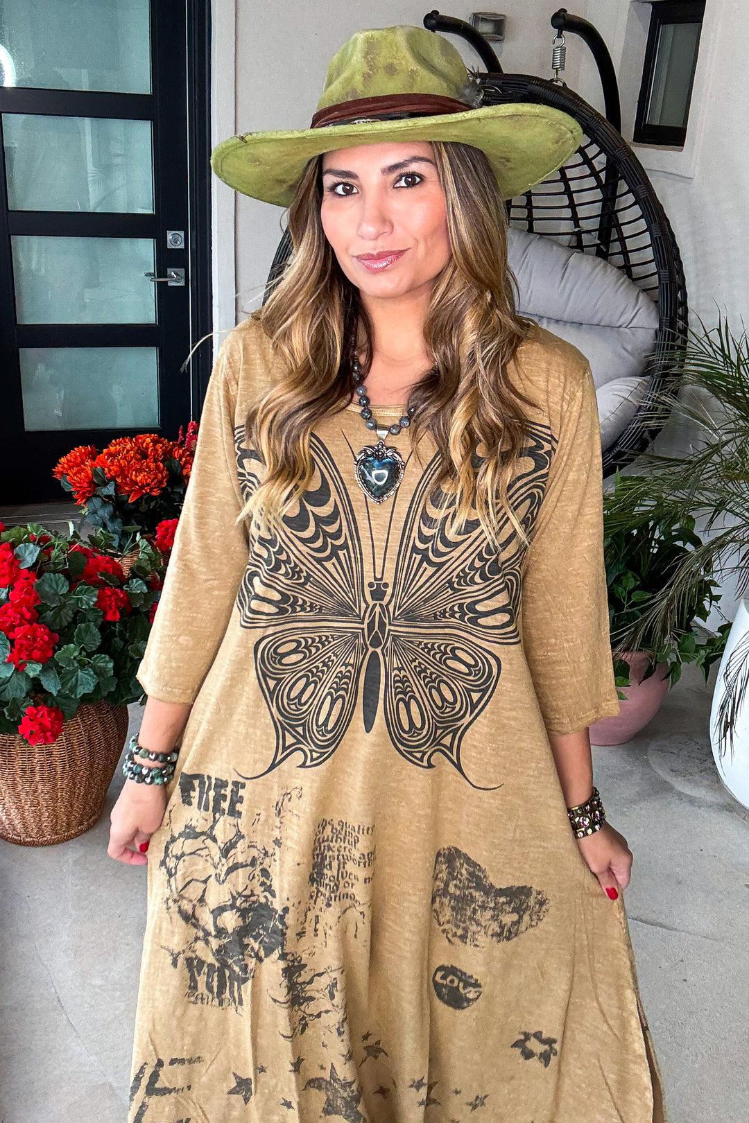 Butterfly Maxi Dress Love Dream - Khaki