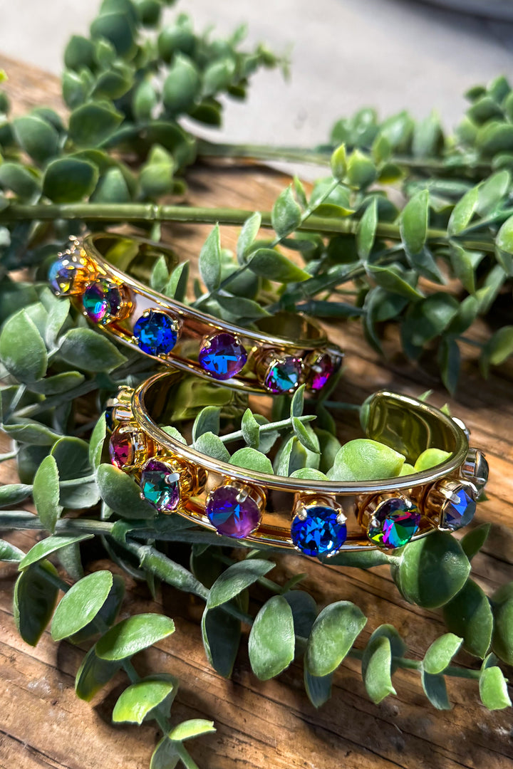 WAFA - Austrian Crystal Gold Plated Bracelet Mini Cuff - Purple/Blue Mix