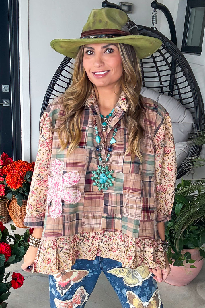 PRE ORDER: Around the Meadow Top - Tan - 100% Cotton