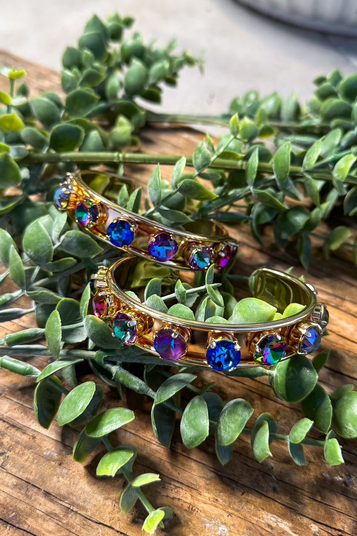 WAFA - Austrian Crystal Gold Plated Bracelet Mini Cuff - Purple/Blue Mix