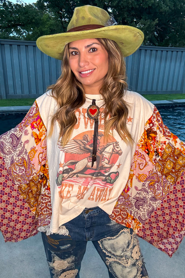 Cowboy Take Me Away Poncho - 100% Cotton