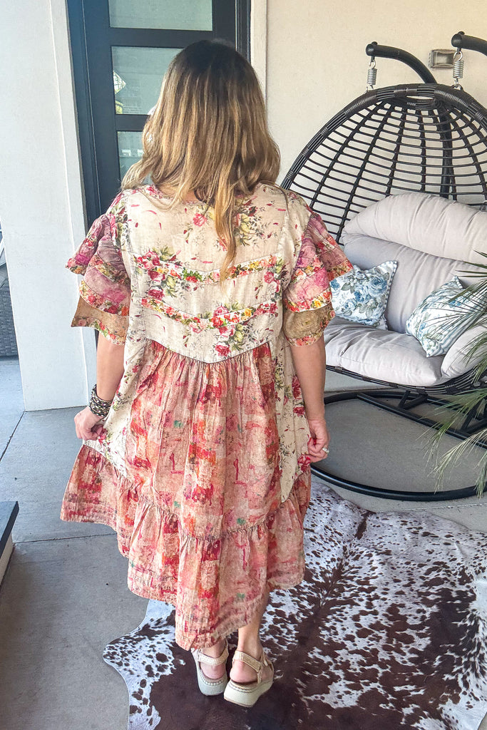 Blush Cottage Bloom Dress - 100% Cotton