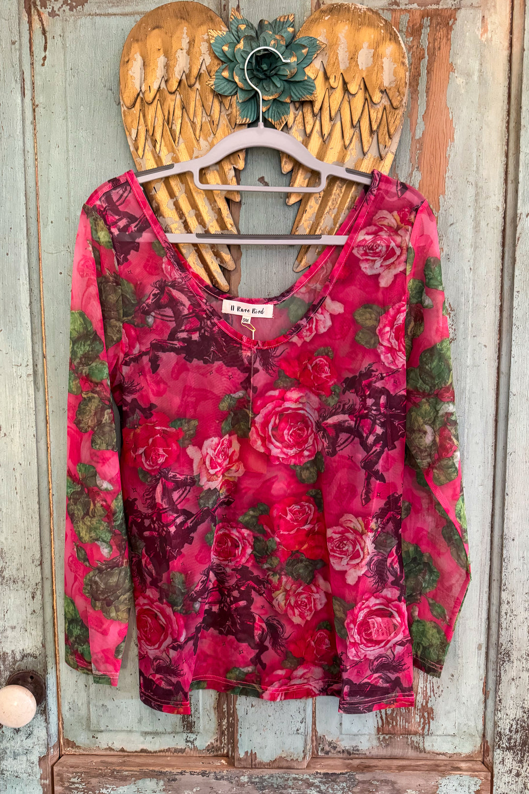 Cowgirl and Roses Mesh Top
