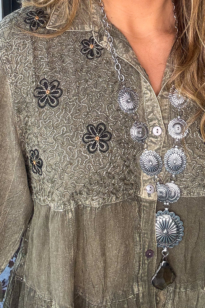 PRE ORDER: Gathering Sweetness Blouse - Gravel