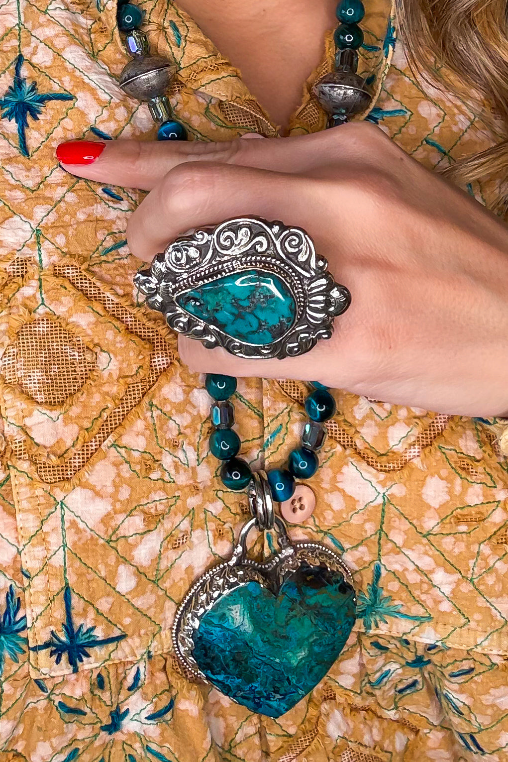 Turquoise Dream Heart Necklace - Silver Plated