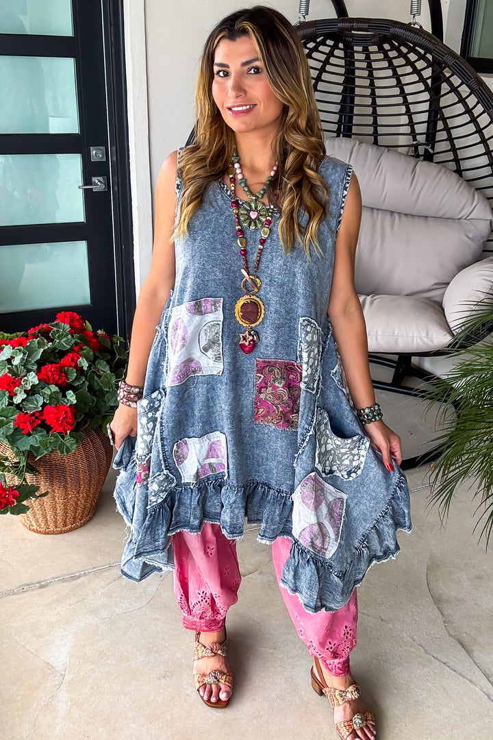 Wandering Ruffles Dress - Denim