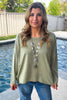 Day Dreamer Cotton Blend Stretchy Top - Olive - Made in Italy