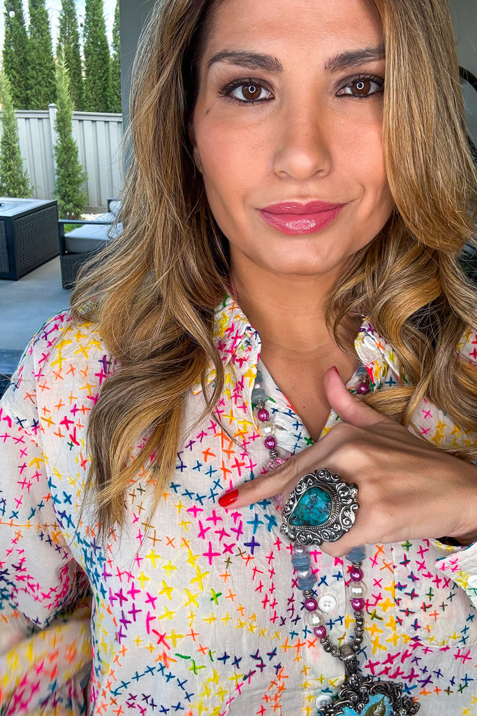 HANDMADE - Hand Stitched - Wildbloom Button Up Top - 100% Cotton
