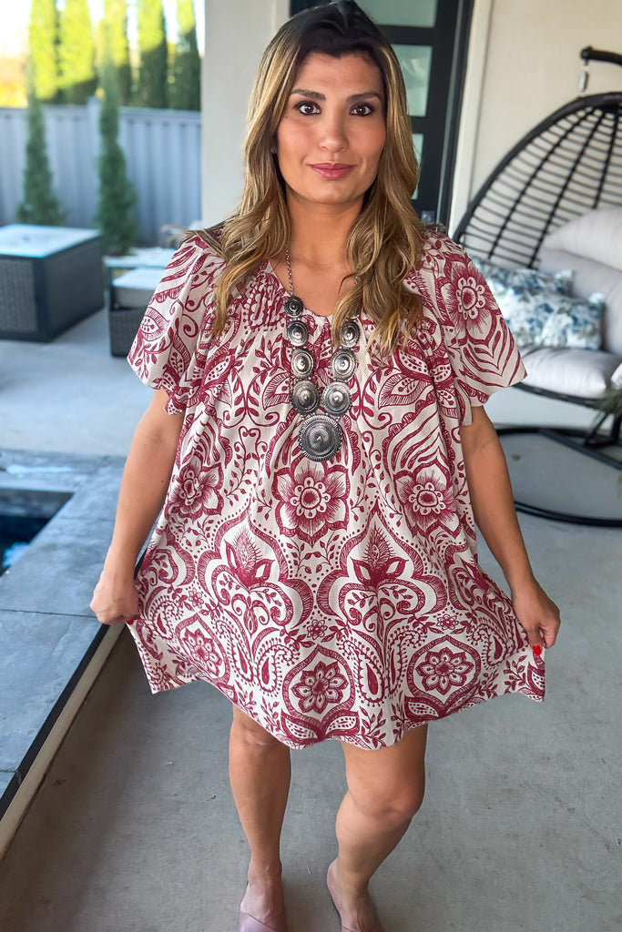 Floral Gauze Oversized Dress - 100% Cotton - Driftwood  - Made in Italy