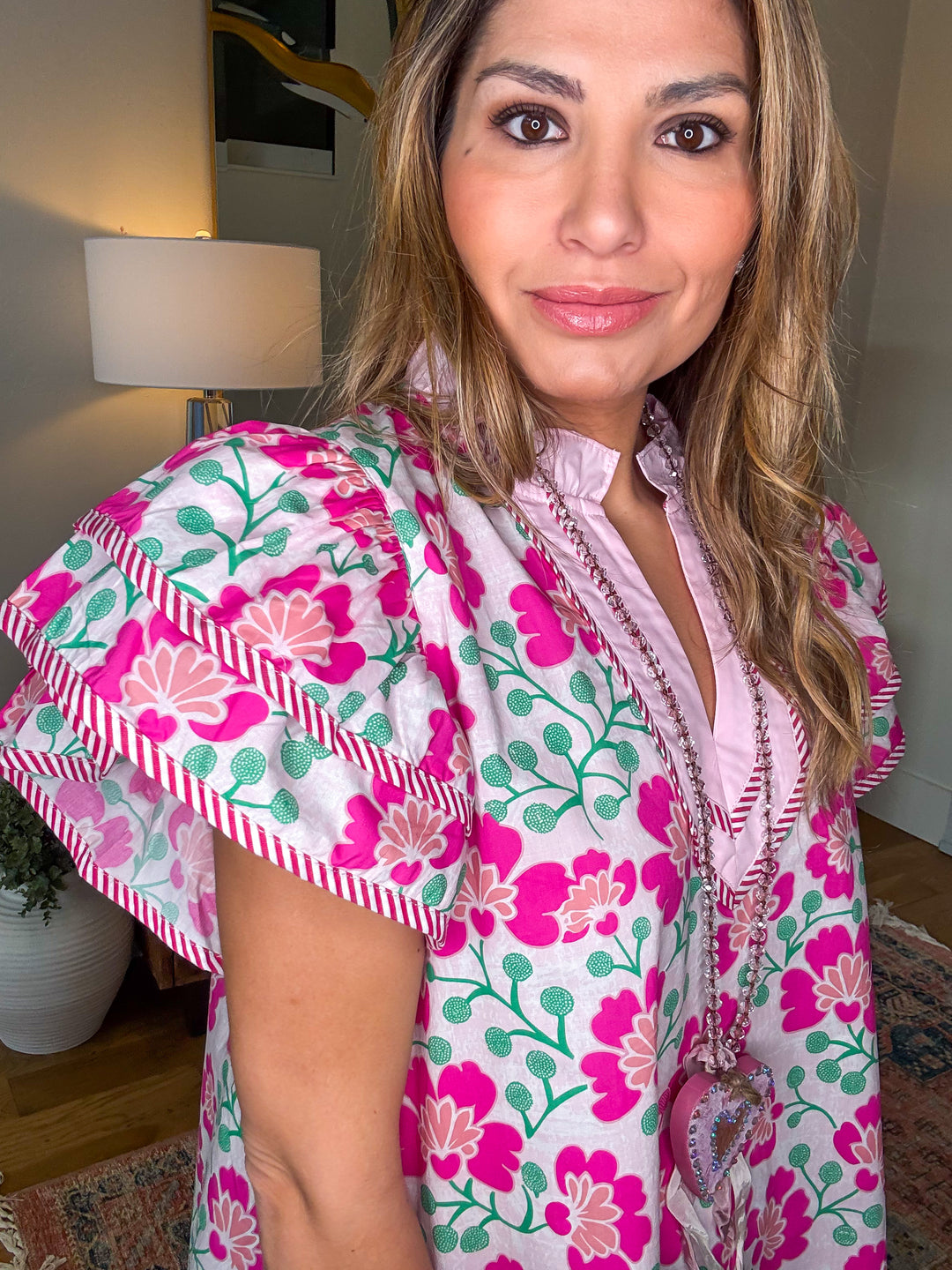 Brilliant Bouquets Top - Pink - 100% Cotton