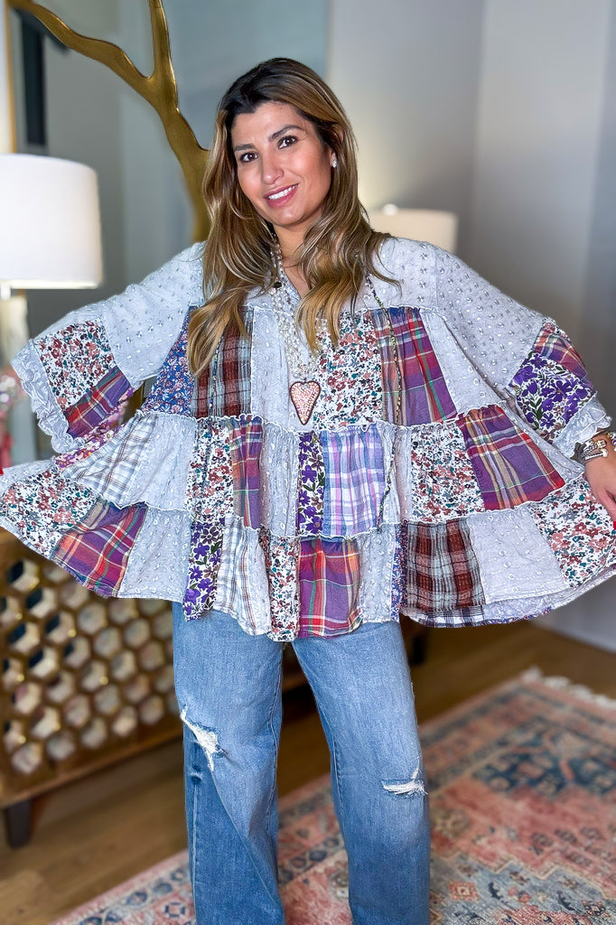 PRE ORDER: A Day With Friends Oversized Loose Fit Blouse - Gray