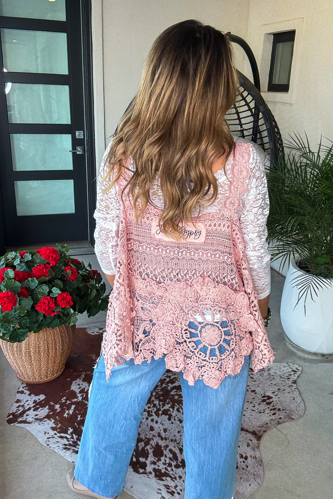 Whispering Details Lace Tank - 100% Cotton - Made in USA - Pink