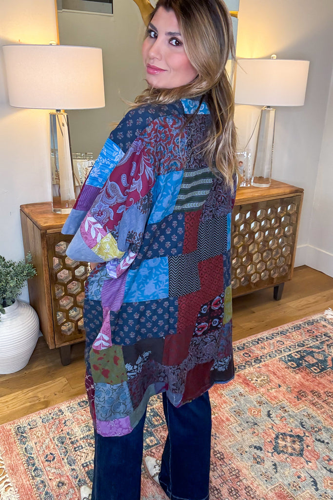 The Nepal Oversized Kimono - 100% Cotton - Blue