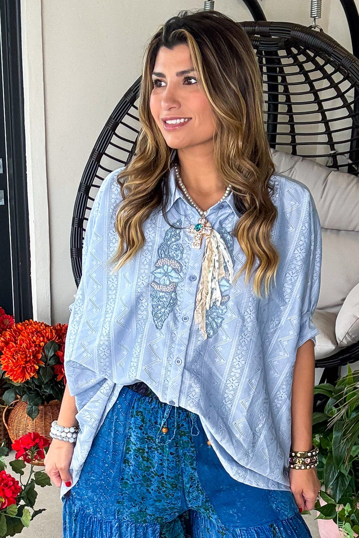 Majestic Blue Opal Tunic Oversized