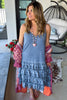 Desert Lace Daydream Slip Dress - Cotton Linen Blend - MADE IN USA - Blue