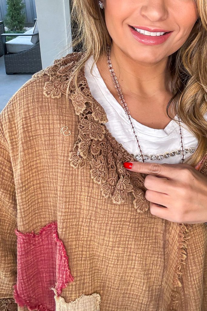 PRE ORDER: Assortments Of Love Oversized Reversible Cardigan - 100% Cotton - Mushroom