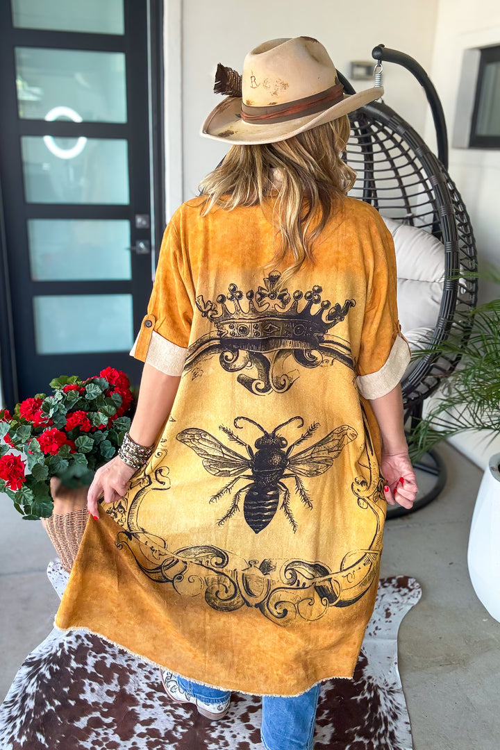 Queen Bee Linen Feeling Duster - 100% Cotton