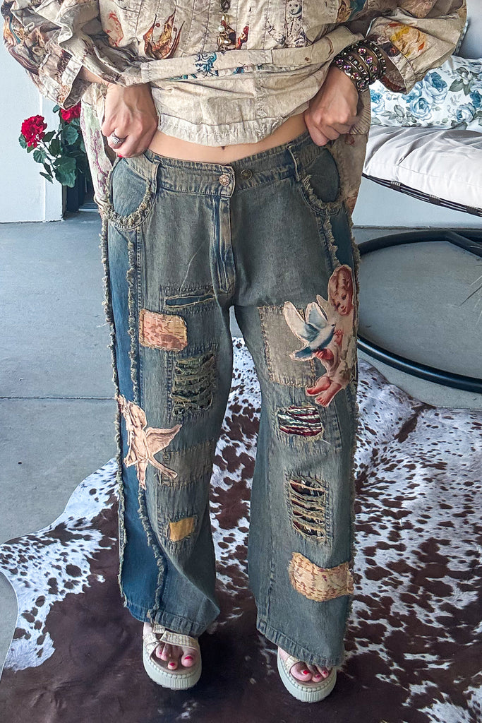 Angel Patchwork Jeans - 100% Cotton
