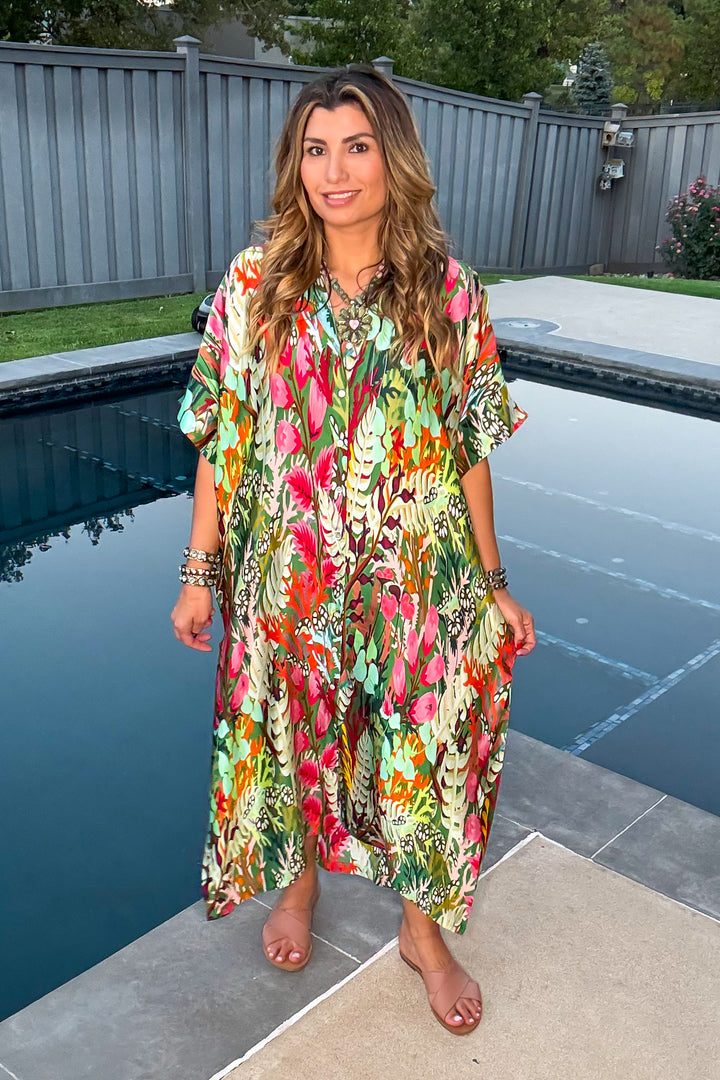 Satin Down Dress - Multi Mix