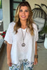Speaks Honestly Top - 100% Linen - Made In Italy White