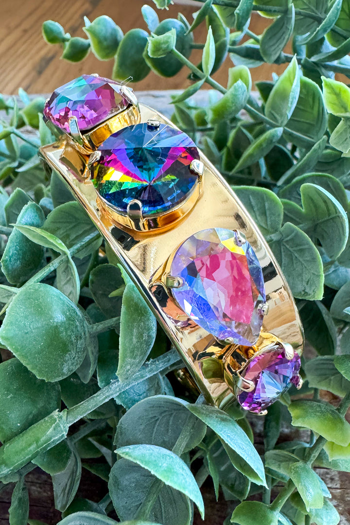 WAFA - Austrian Crystal Gold Plated Bracelet Mid Cuff - Purple Mix