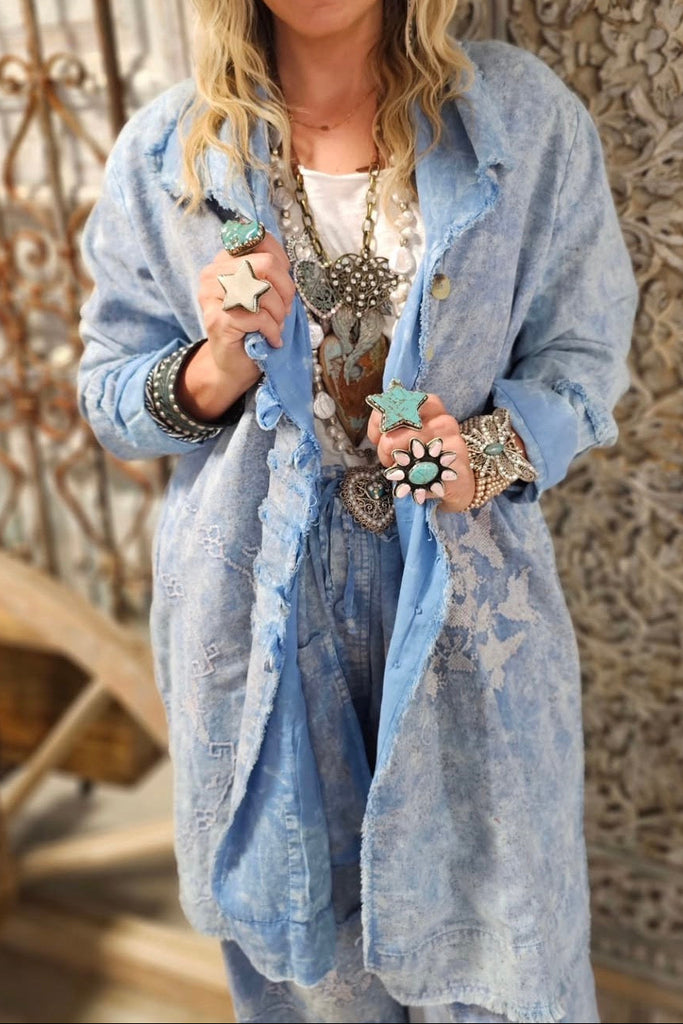 Indigo Soul Cotton-Linen Jacket - Blue.