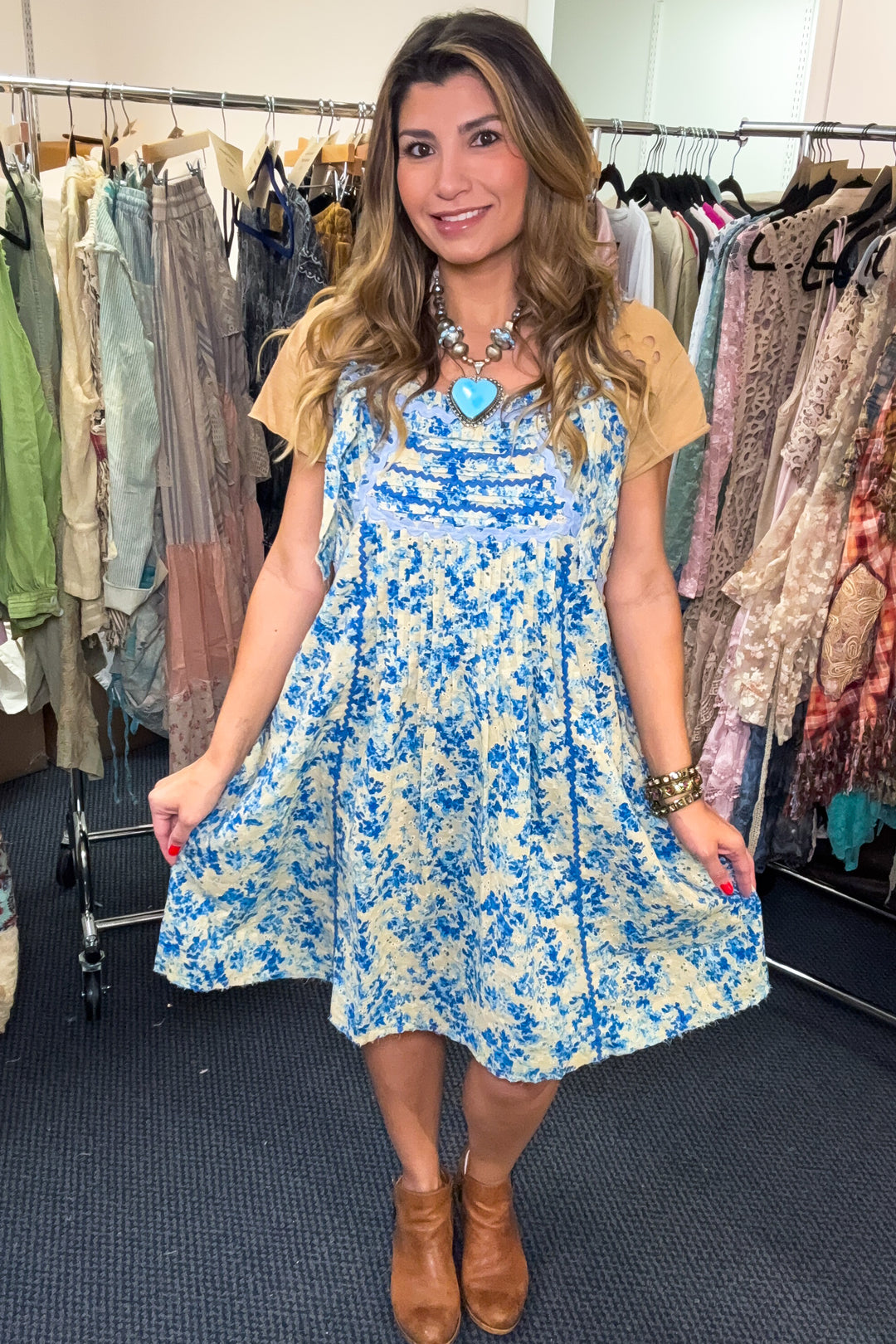 Songbird Blue Dress - 100% Cotton