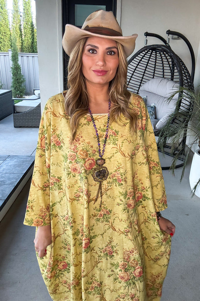 Vintage Garden Oversized Tunic Dress - 100% Cotton