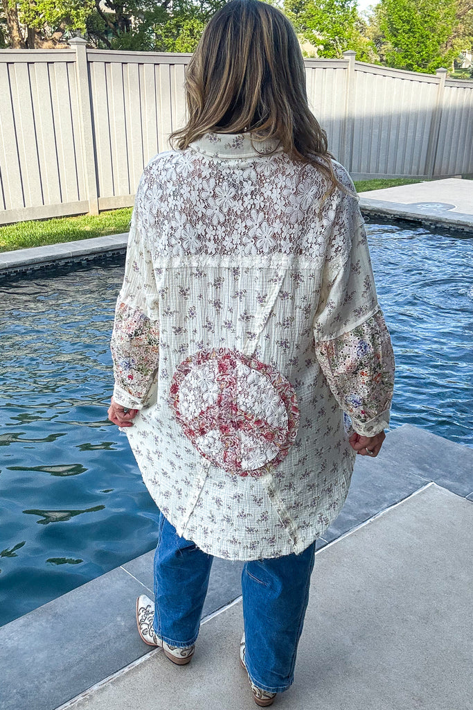 Confidence In Motion Tunic - 100% Cotton - Cream Floral