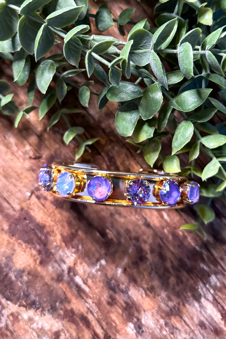 WAFA - Austrian Crystal Gold Plated Bracelet Mini Cuff - Lilac