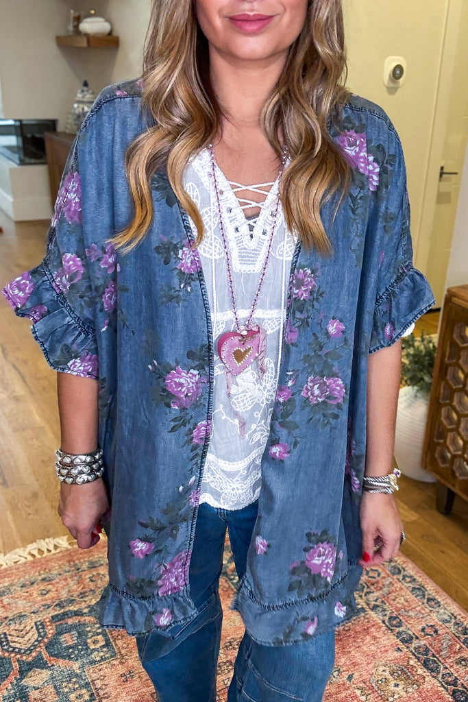 Bloom In Motion Oversized Cardigan - DK. Denim