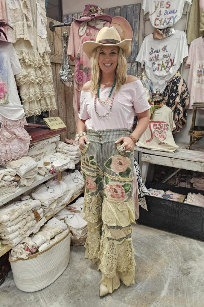Painted Rose Patchwork Boho Pants