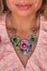 Rhinestone Roses Necklace Earring Set