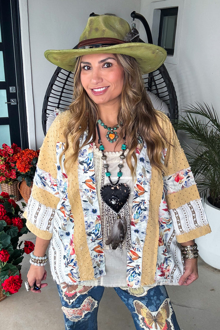 Golden Honey Cardigan - 100% Cotton - Gold