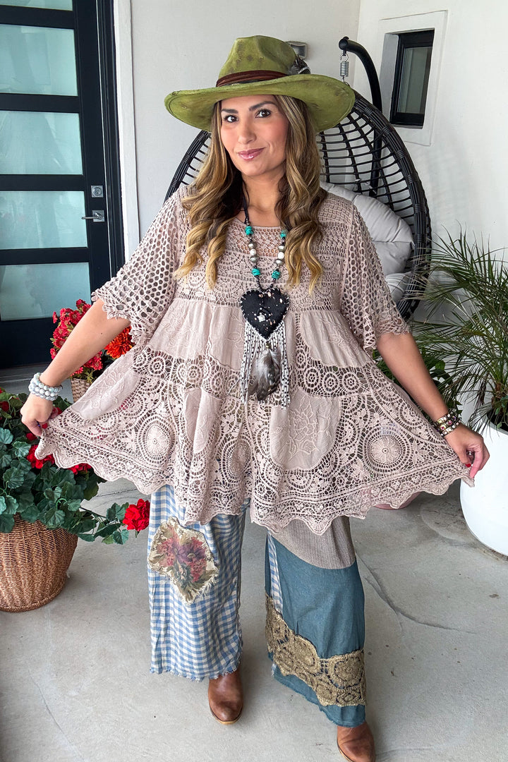 AHB EXCLUSIVE: Delightful Details Top - Mocha - 100%  COTTON